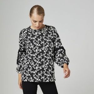 Karl Lagerfeld Paris Puff Sleeve Top with Bow